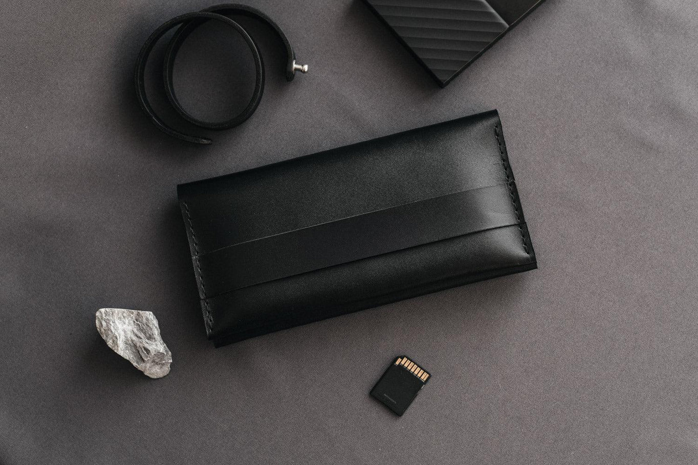 Long Smooth Leather Wallet with Handle