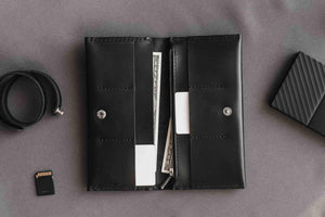 Long Smooth Leather Wallet with Handle
