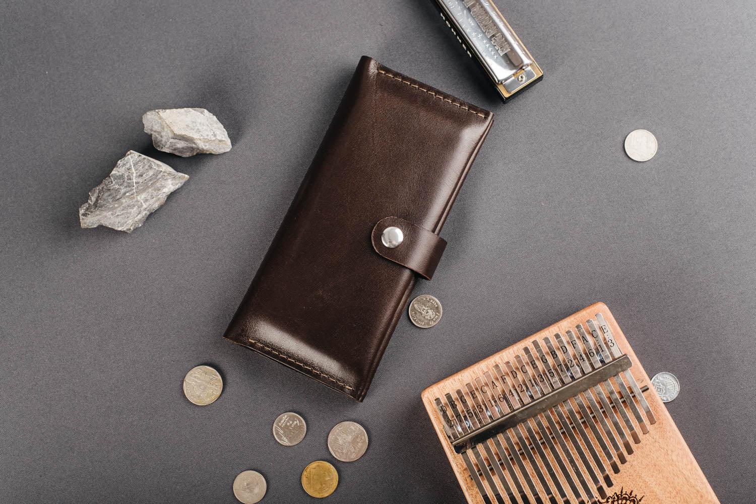 Classic Long Wallet – Smooth Leather & Snap Button