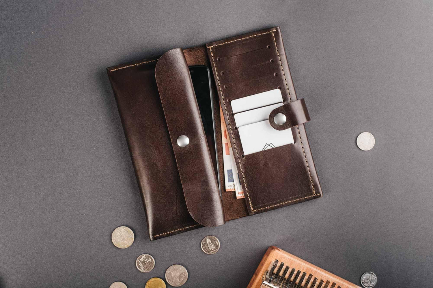 Classic Long Wallet – Smooth Leather & Snap Button