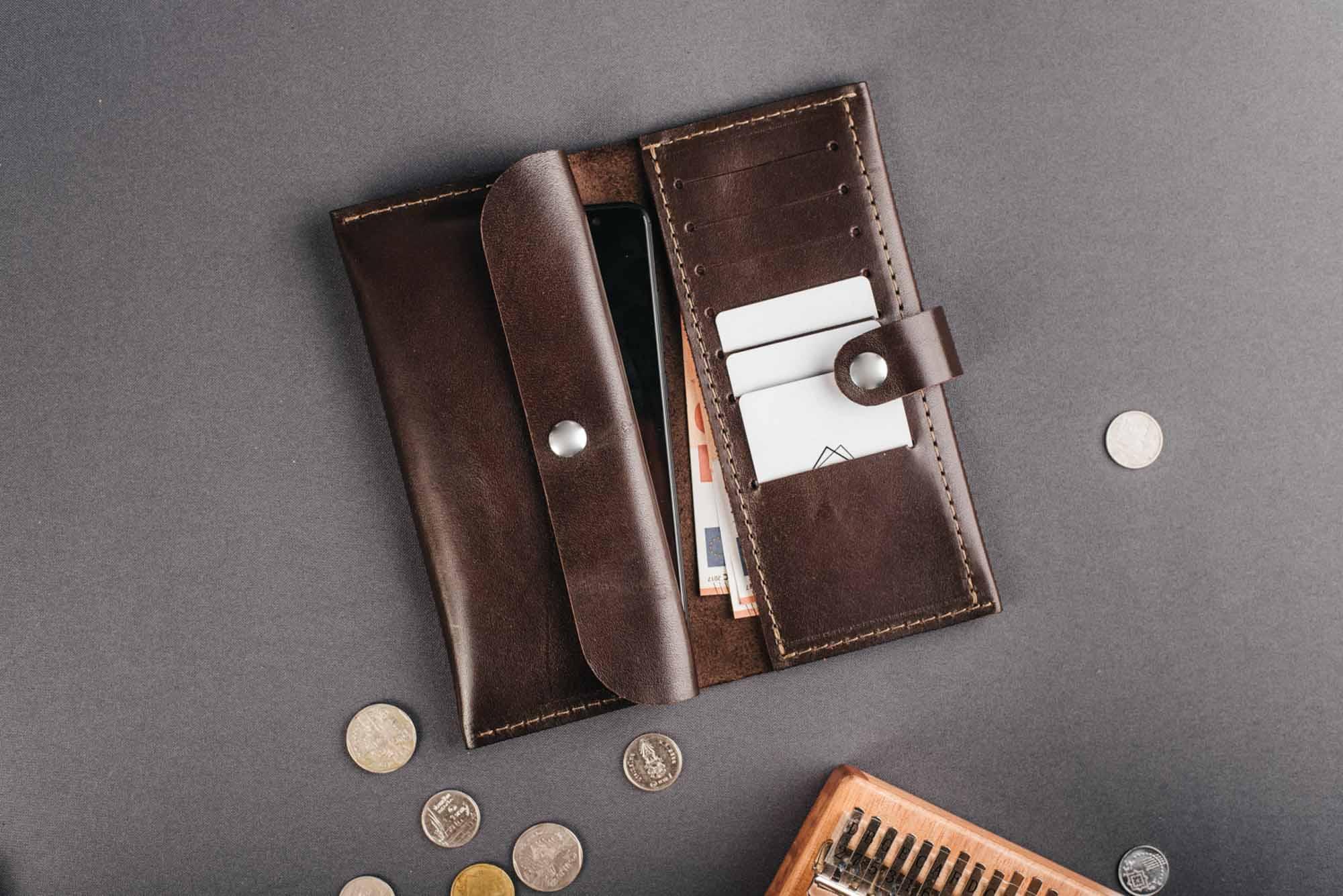 Classic Long Wallet – Smooth Leather & Snap Button