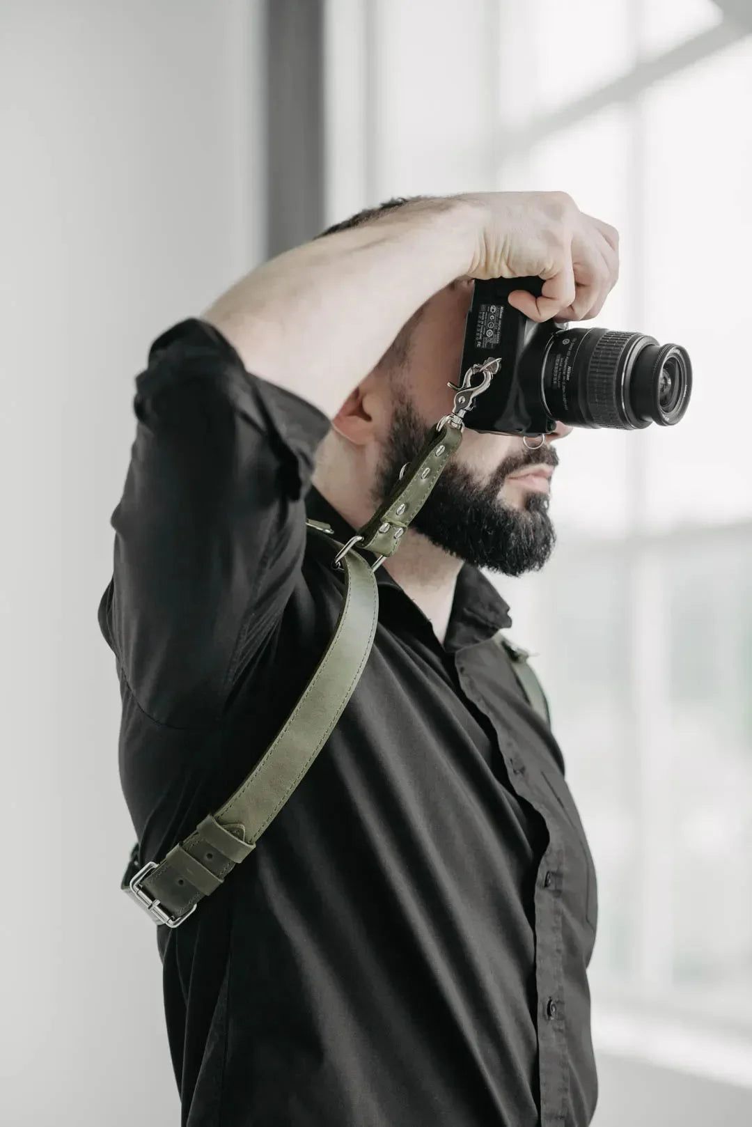 Dual Camera Harness – Matte Leather with Custom Logo Option