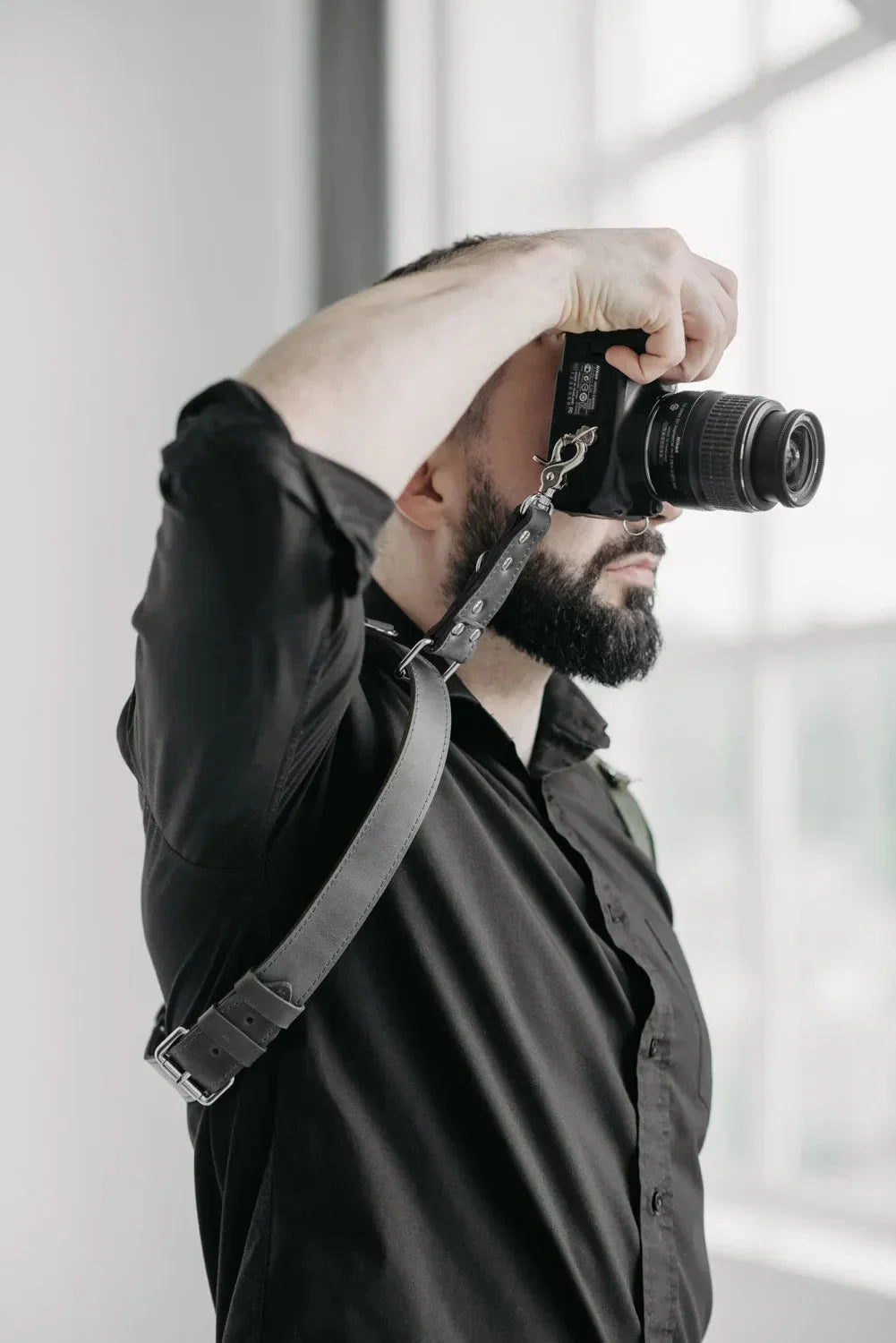 Dual Camera Harness – Matte Leather with Custom Logo Option