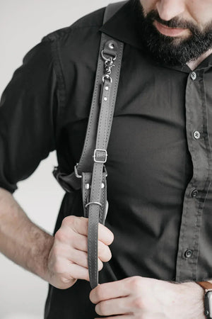 Dual Camera Harness – Matte Leather with Custom Logo Option