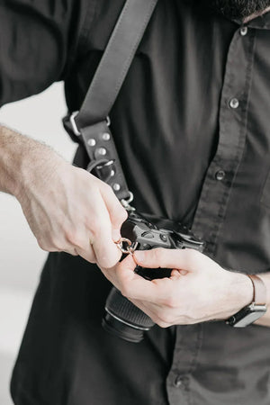 Dual Camera Harness – Matte Leather with Custom Logo Option