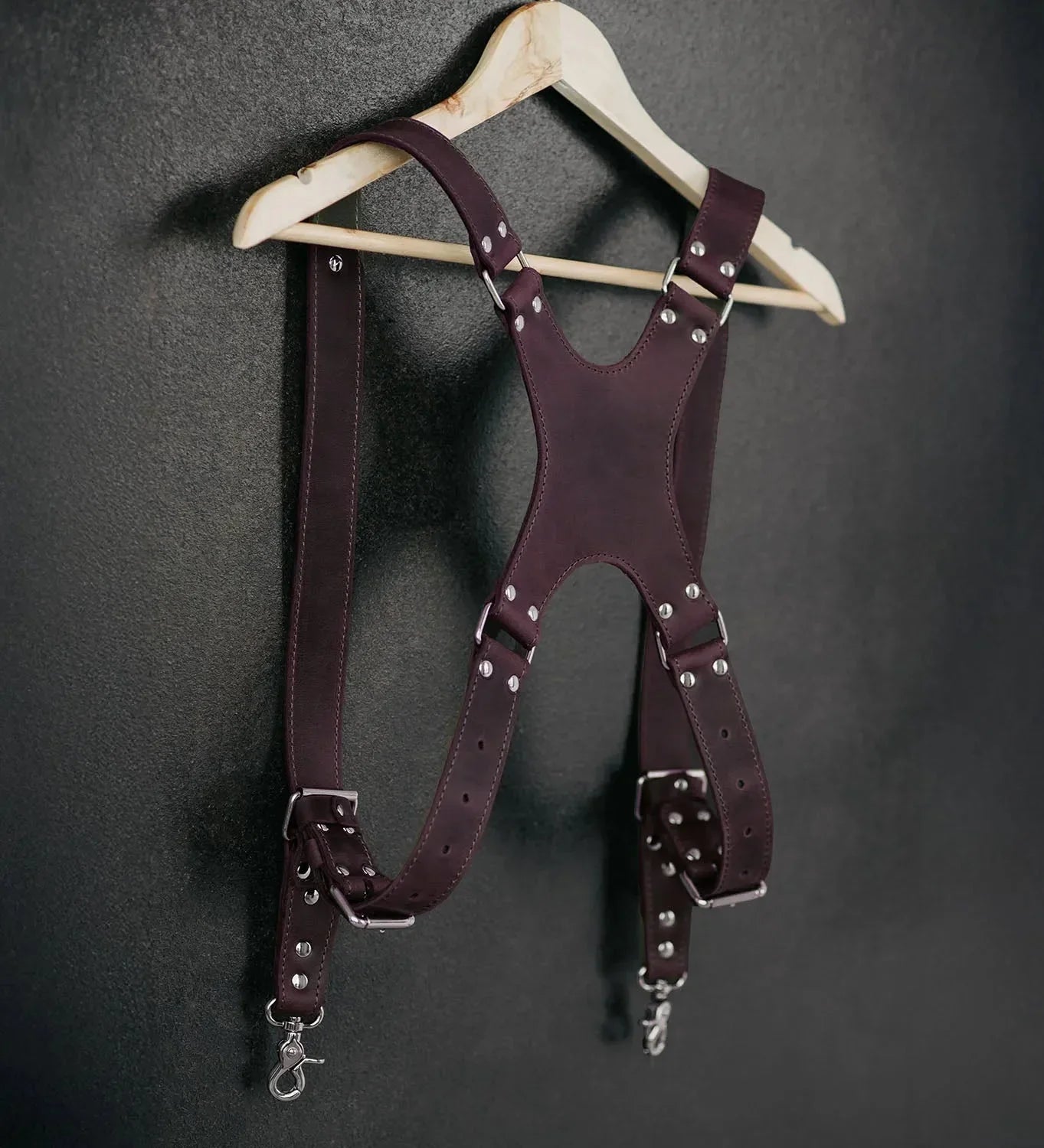 Dual Camera Harness – Matte Leather with Custom Logo Option