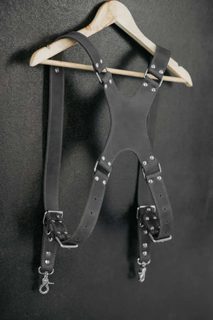 Dual Camera Harness – Matte Leather with Custom Logo Option