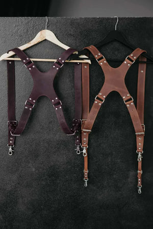 Dual Camera Harness – Matte Leather with Custom Logo Option