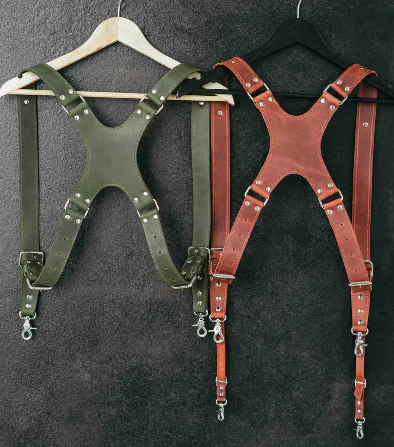 Dual Camera Harness – Matte Leather with Custom Logo Option
