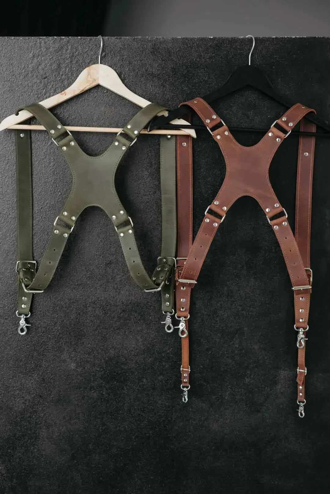 Dual Camera Harness – Matte Leather with Custom Logo Option