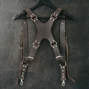 Dual Camera Harness – Matte Leather with Custom Logo Option