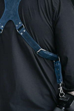 Dual Camera Harness – Matte Leather with Custom Logo Option