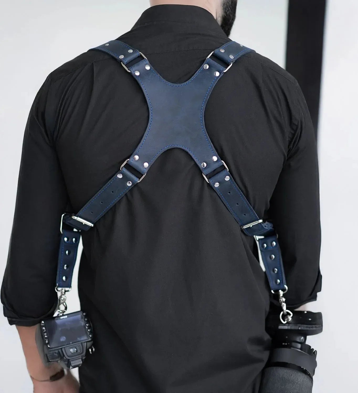 Dual Camera Harness – Matte Leather with Custom Logo Option