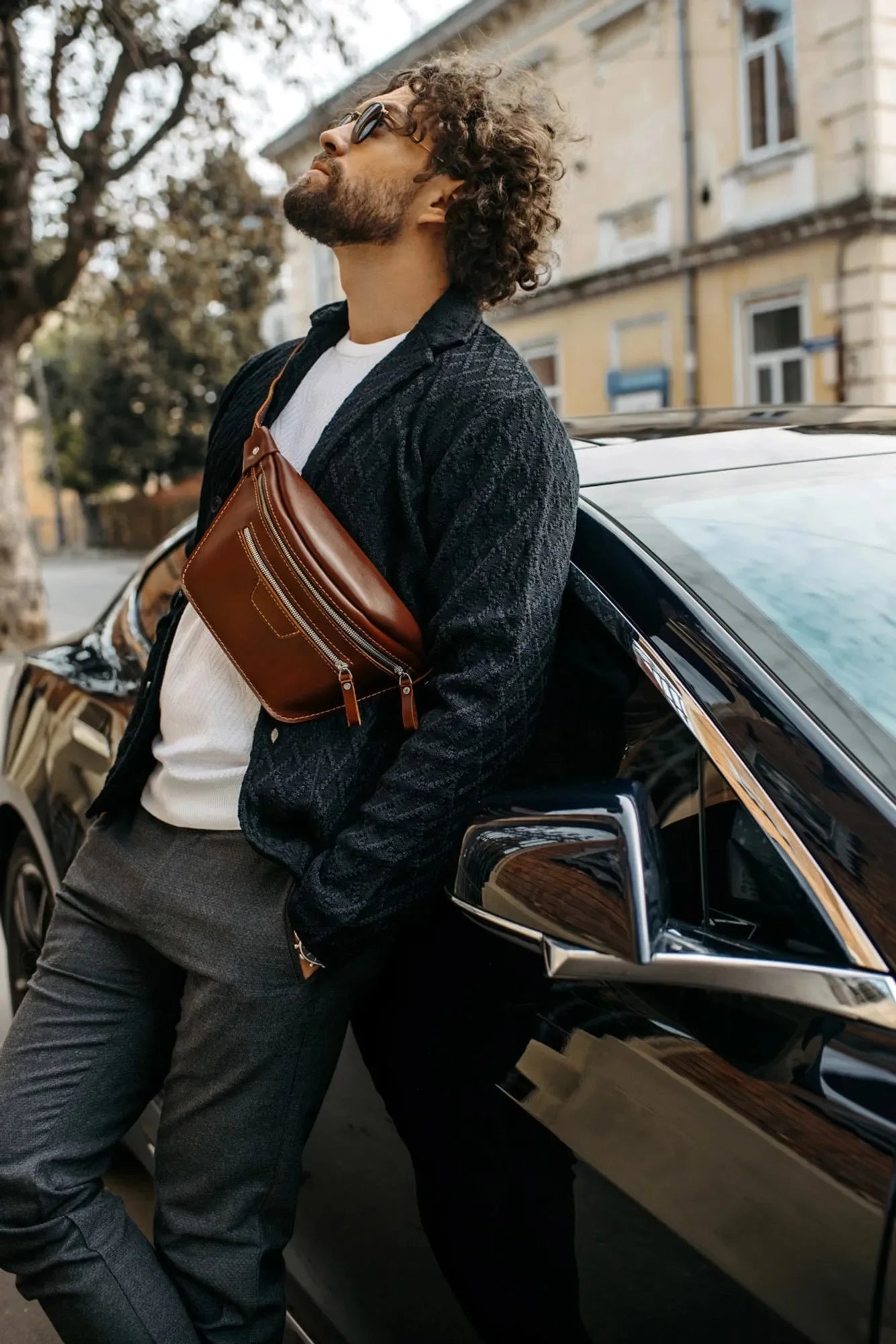Leather Waist & Crossbody Bag – Unisex Belt Bag with Zippers