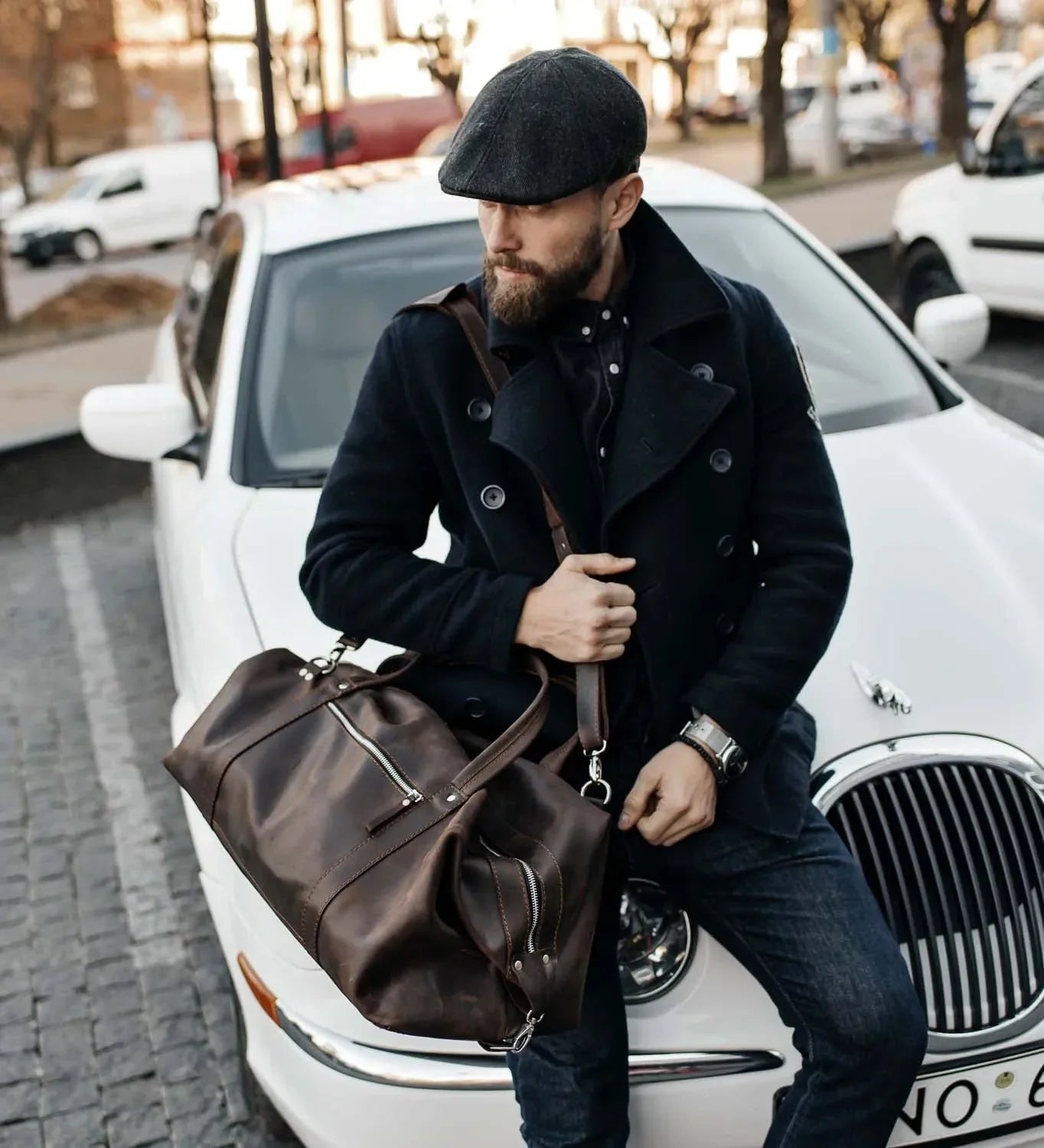 Handmade Distressed Leather Duffel – Travel Bag for Men | Stout M/L