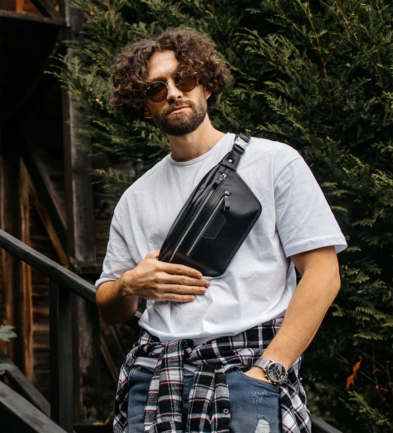 Leather Waist & Crossbody Bag – Unisex Belt Bag with Zippers