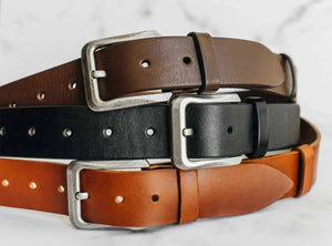 Set of 3 Men’s Belts 1.5" inch wide Vegetable Tanned Leather