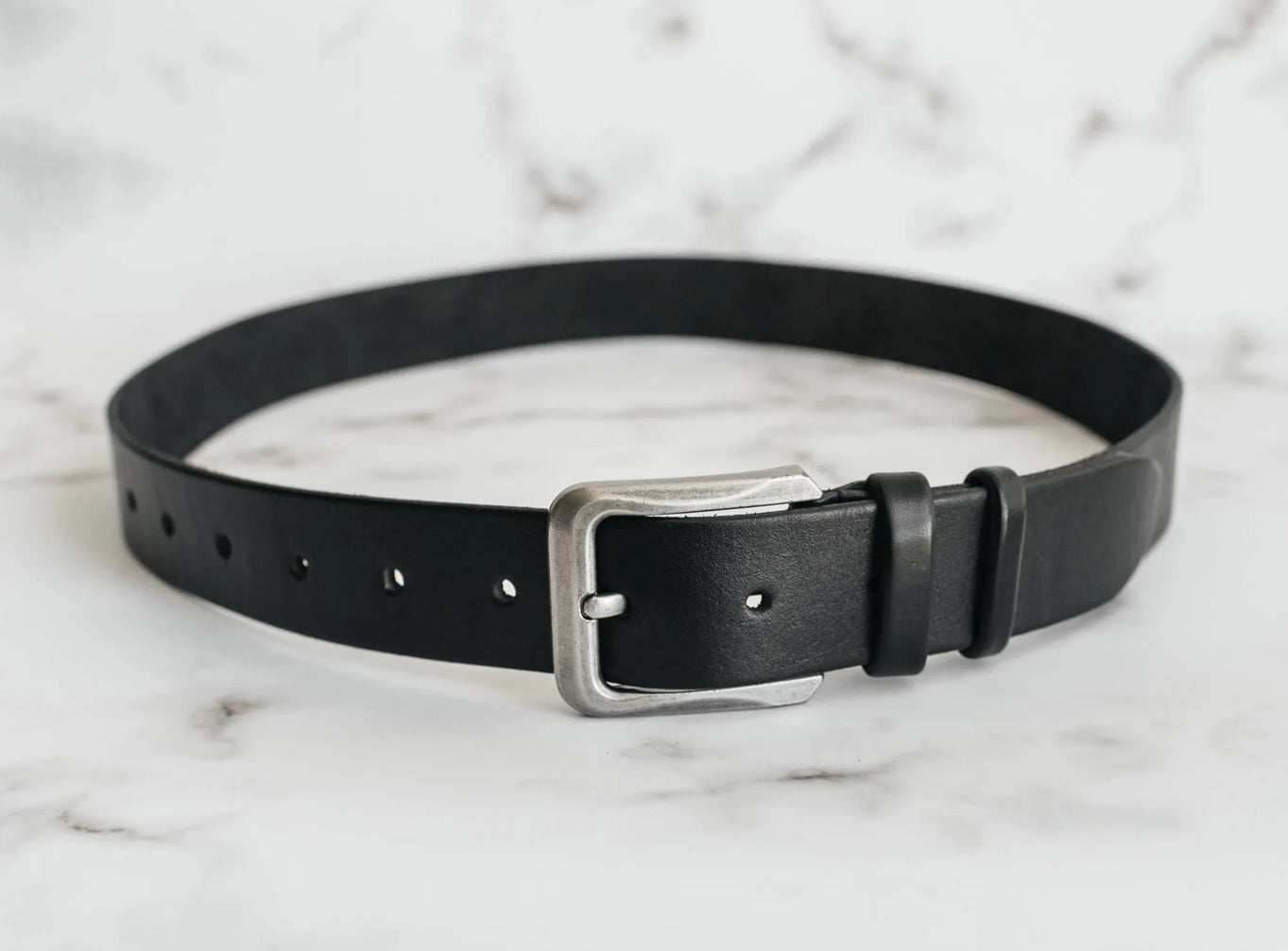 Veg Tanned Leather Belt | Smooth Black - Wenderfarer