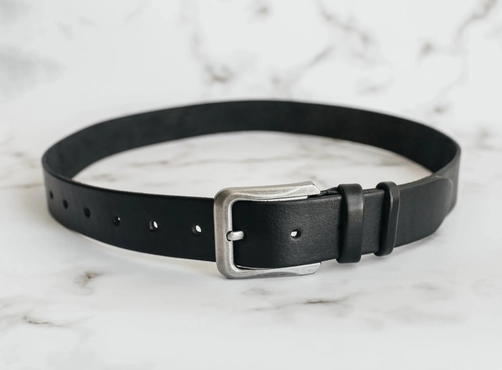 Veg Tanned Leather Belt | Smooth Black - Wenderfarer
