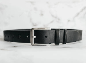Veg Tanned Leather Belt | Smooth Black - Wenderfarer