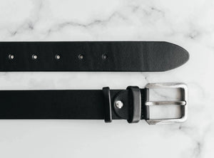 Veg Tanned Leather Belt | Smooth Black - Wenderfarer