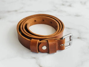 Women's Veg-Tanned Leather Belt – 1” Wide with Elegant Silver Buckle