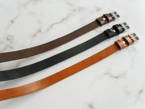 Women's Veg-Tanned Leather Belt – 1” Wide with Elegant Silver Buckle