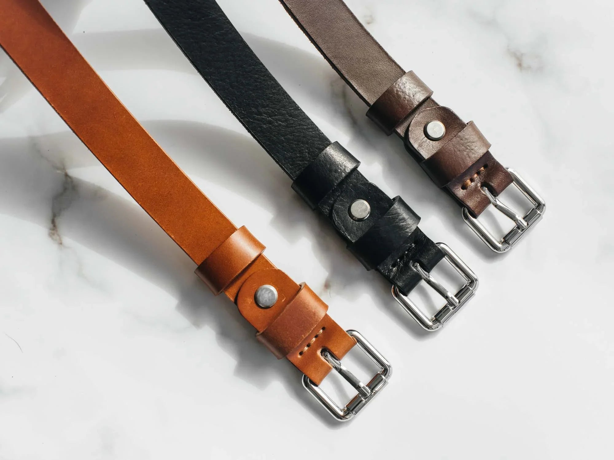 Women's Veg-Tanned Leather Belt – 1” Wide with Elegant Silver Buckle