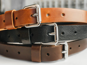 Women's Veg-Tanned Leather Belt – 1” Wide with Elegant Silver Buckle