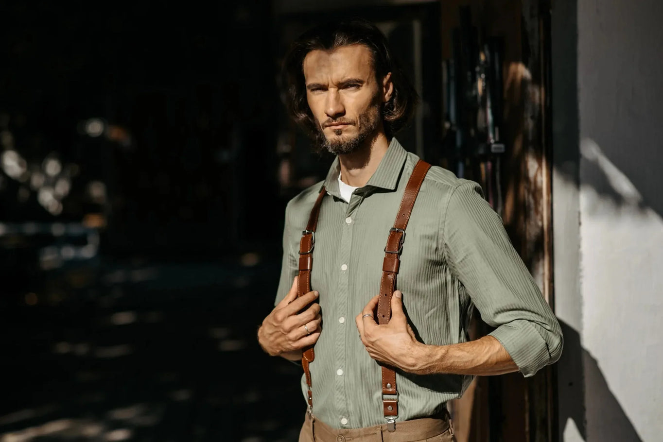 Premium Leather Suspenders – Adjustable with Metal Buckles