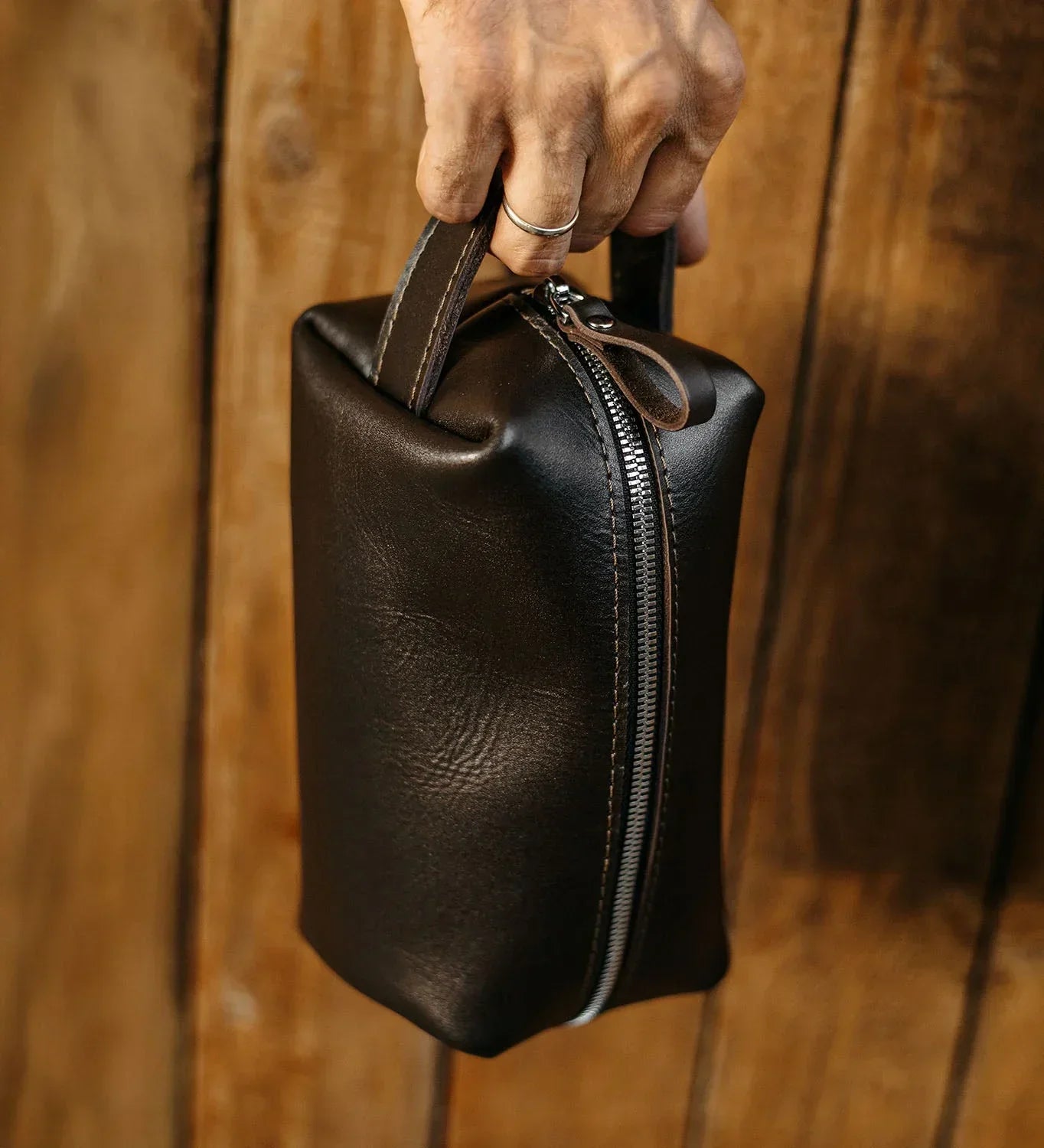 Leather Travel Set – Weekender Bag with Dopp Kit  & Passport Cover & Luggage Tag Gift
