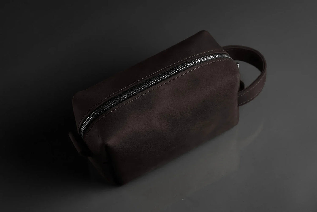 Waxed Matte Leather Dopp Kit – Travel Organizer