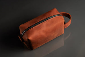 Waxed Matte Leather Dopp Kit – Travel Organizer