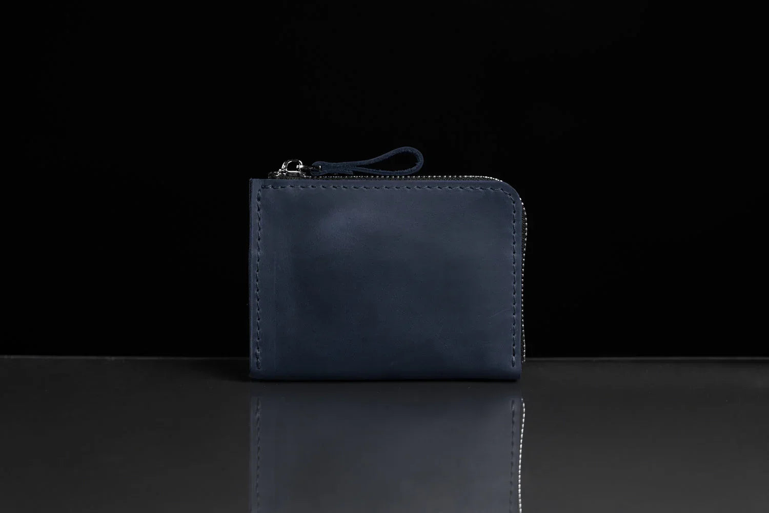 Compact Distressed Leather Wallet with Zipper