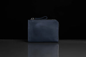 Compact Distressed Leather Wallet with Zipper