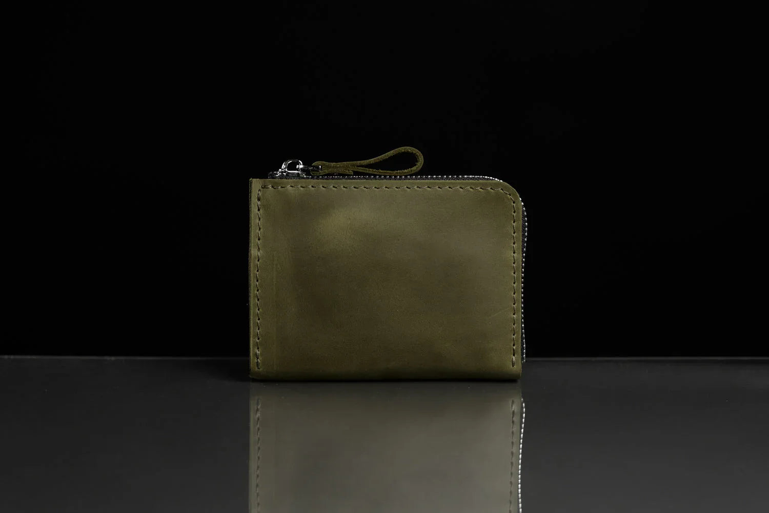 Compact Distressed Leather Wallet with Zipper
