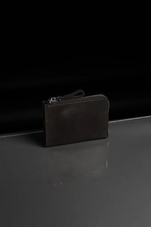 Compact Distressed Leather Wallet with Zipper