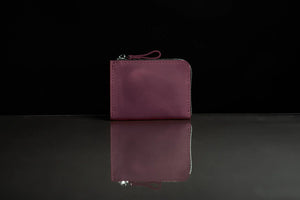 Compact Distressed Leather Wallet with Zipper