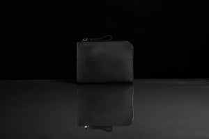 Compact Distressed Leather Wallet with Zipper