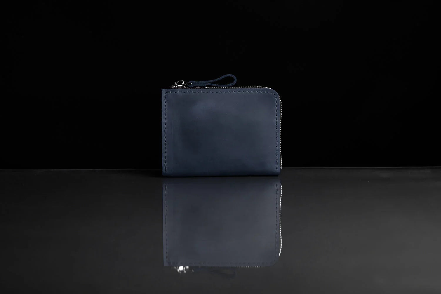 Compact Distressed Leather Wallet with Zipper