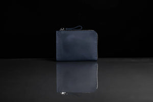 Compact Distressed Leather Wallet with Zipper