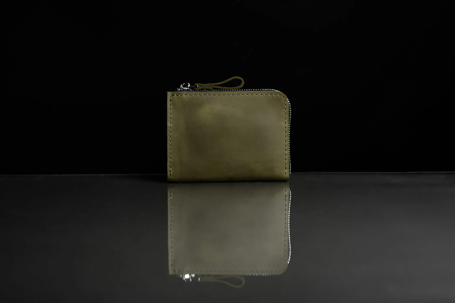 Compact Distressed Leather Wallet with Zipper