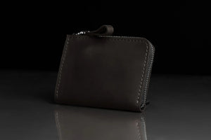 Compact Distressed Leather Wallet with Zipper