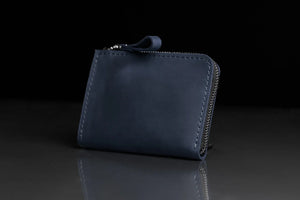 Compact Distressed Leather Wallet with Zipper
