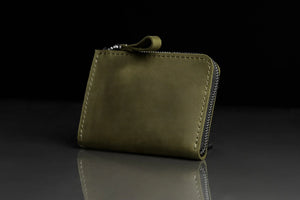 Compact Distressed Leather Wallet with Zipper