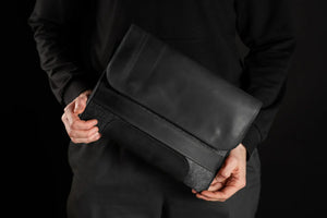 Waxed Matte Leather & Wool Macbook Holder with Magnet Closure