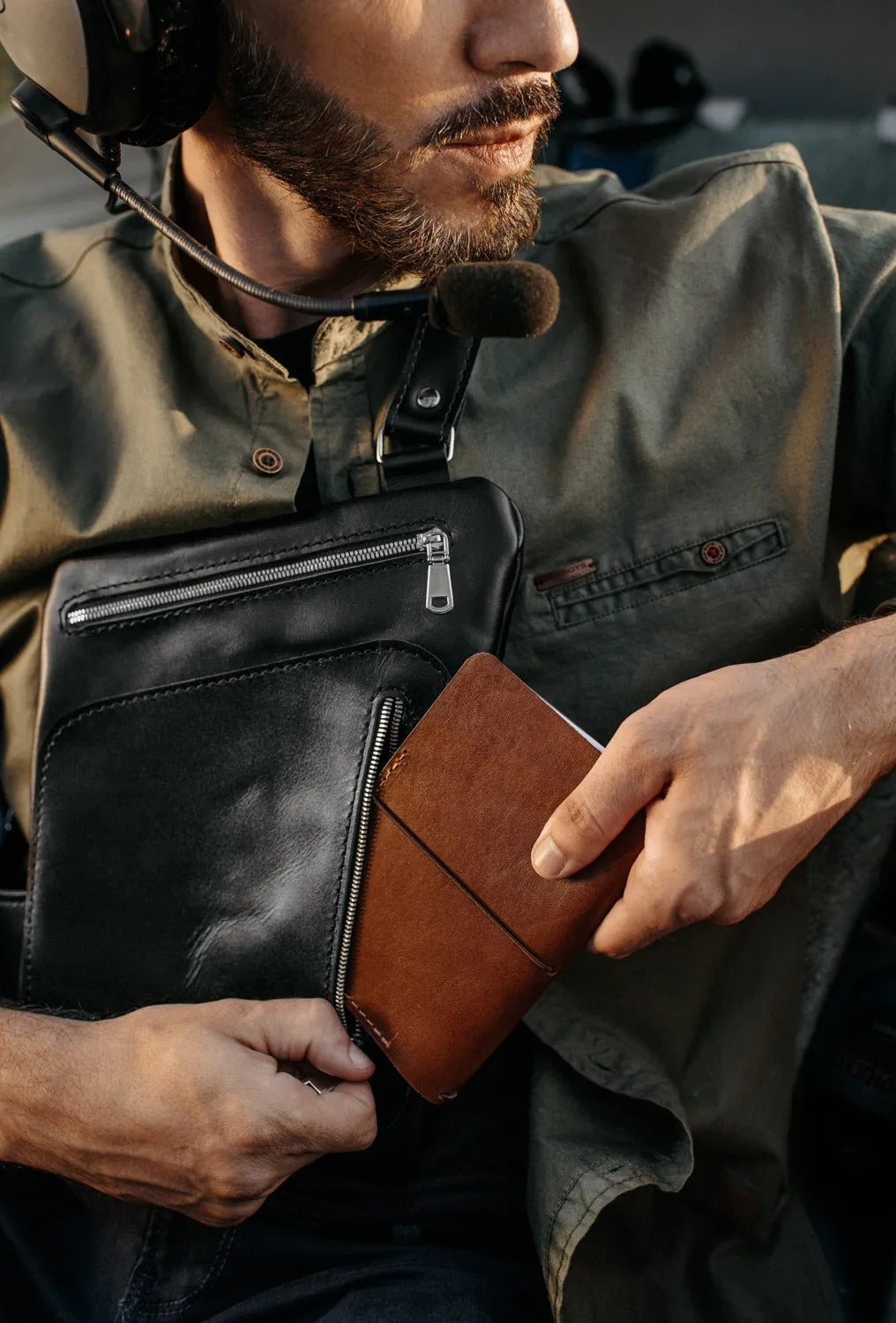 Smooth Leather Sling Bag for Men's | Hidden