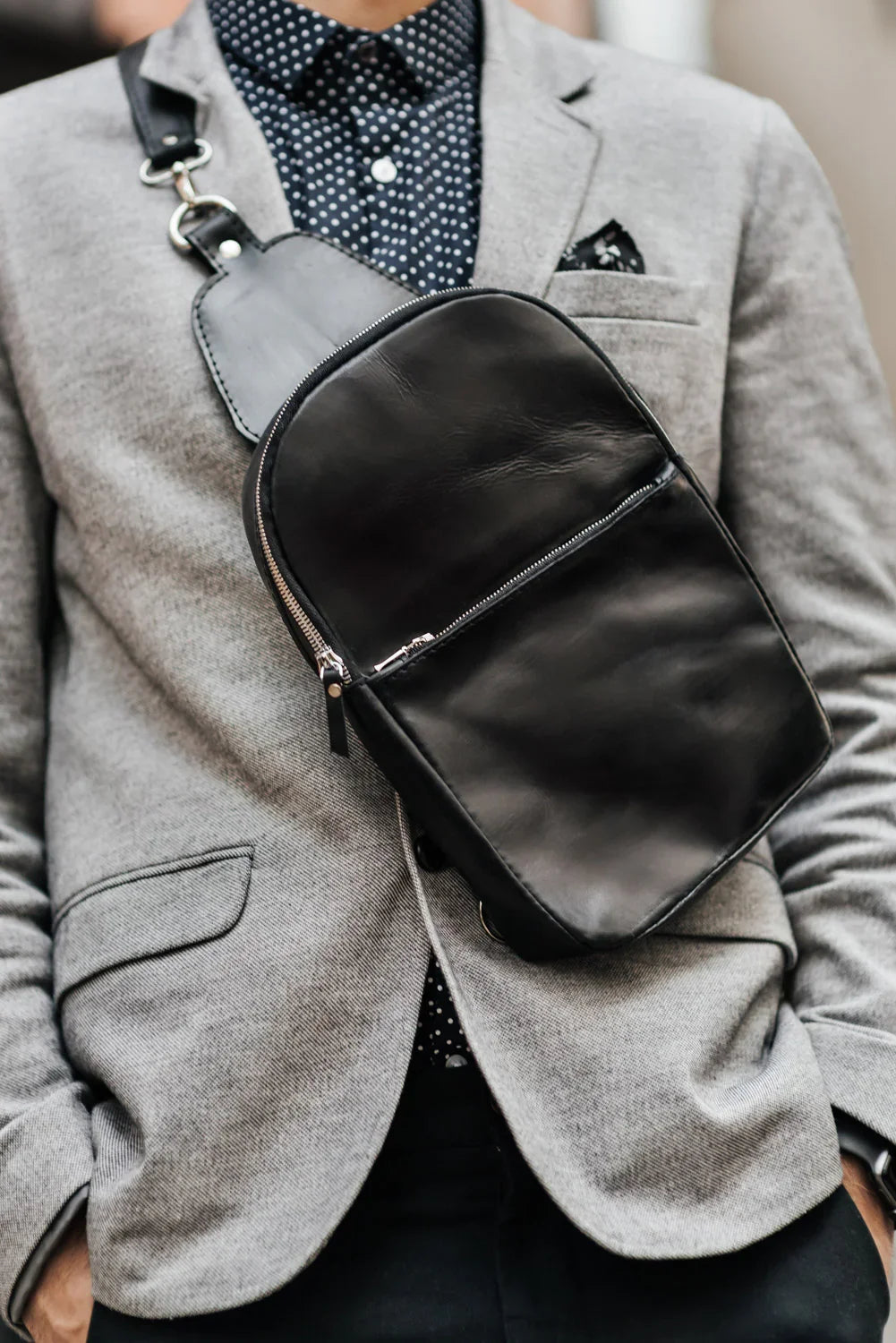 Smooth Leather Sling Bag – Everyday Men’s Crossbody