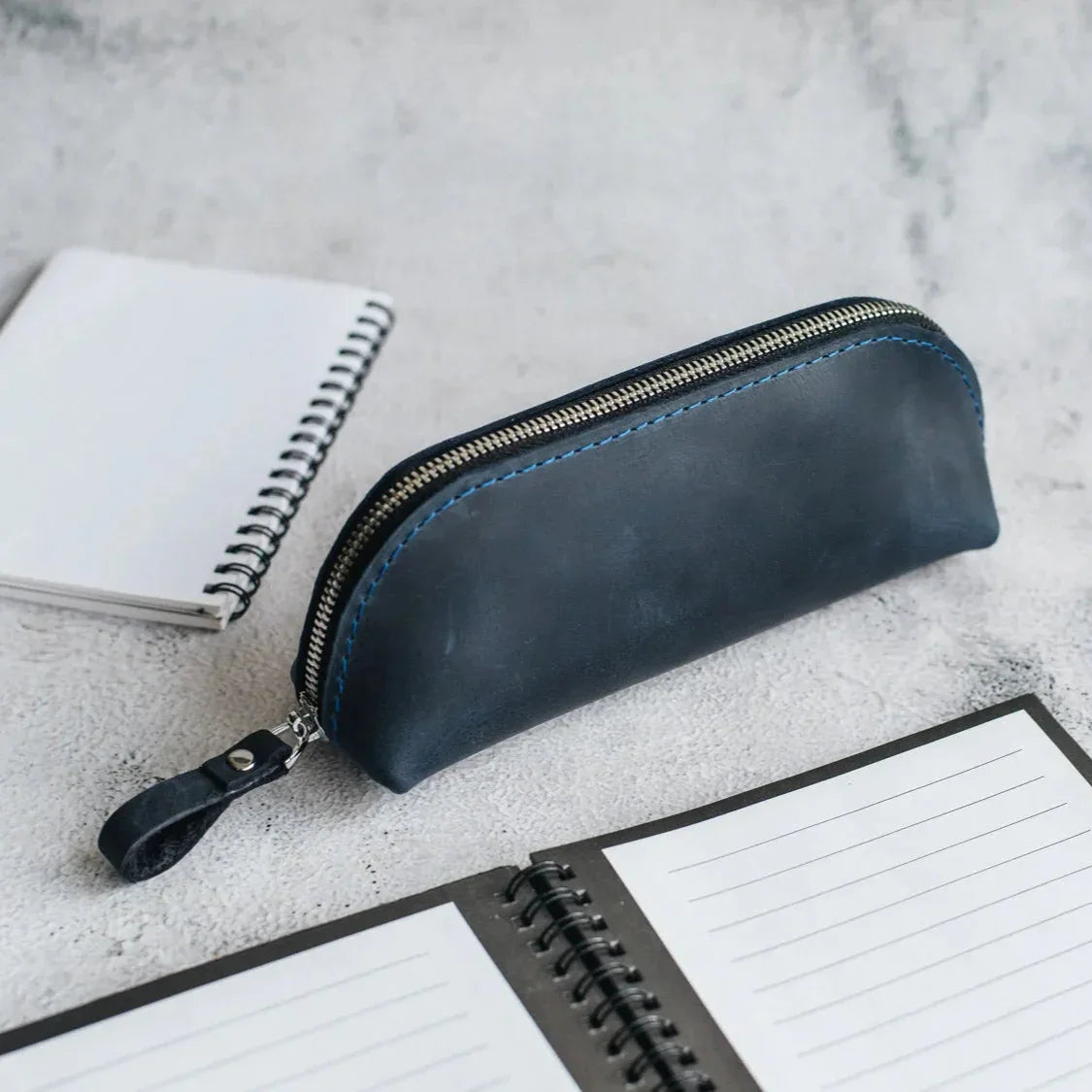 Zippered Pencil Pouch – Distressed Leather Organizer