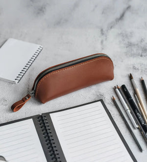 Zippered Leather Case for Pens, Pencils & Small Tools